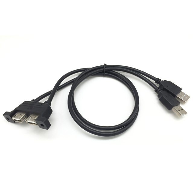 USB 2.0 Dual USB a Male to Dual USB a Female Cable with Header Panel Mount