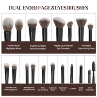 Lot de 12 pinceaux de maquillage de luxe en bois blanc personnalisables, double embout, avec logo sur mesure, synthétiques, sans cruauté animale, durables, vente en gros OEM