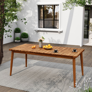 Table à manger en bois d'acacia pour 6 personnes, mobilier de patio moderne pour jardin et cour, capacité de charge de 180 lb, extérieur - Product Image 1