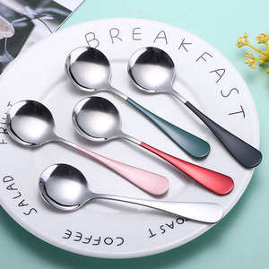 Cuillère à tête ronde en acier inoxydable 304, peinte, pour café/glace/dessert, cuillère à nid d'oiseau/lotus - Product Image 4