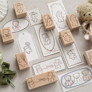 1 Tampon <span class=keywords><strong>de</strong></span> la série Xiongxiong's Time Book, motif dessiné à la main <span class=keywords><strong>de</strong></span> style vintage, pour la décoration <span class=keywords><strong>de</strong></span> journal quotidien - Product Image 2
