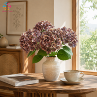 Bunga Hydrangea Buatan Real Touch dengan Kelopak Karet Lembut, Warna Vintage Musim Gugur untuk Dekorasi Vas Rumah dan Hotel
