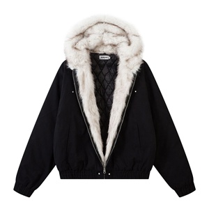 Chaqueta Bomber <span class=keywords><strong>Americana</strong></span> Retro de Estilo Montañés con Capucha de Felpa, Acolchada de Algodón, Larga, de <span class=keywords><strong>Terciopelo</strong></span>, Gruesa y Cálida para <span class=keywords><strong>Hombre</strong></span> y Mujer - Product Image 2