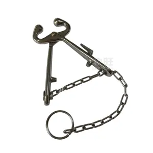 Veterinary Animal Cattle Leader Bull Nose Holder Nose Pliers Cattle Cow Calf Nose Ring Plier with Chain