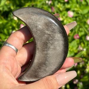 Cristal de Obsidiana Plateada Pulida de Alta Calidad, Estilo Bohemio, Cristal Natural Curativo, 8.5cm 110g, Tendencia de Moda, Venta al Por Mayor - Product Image 5