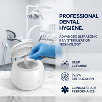 Nettoyeur ultrasonique multifonction de qualité médicale 48 kHz pour aligneurs et gouttières, désinfectant UV-C portable, étanche IPX7, 200 ml