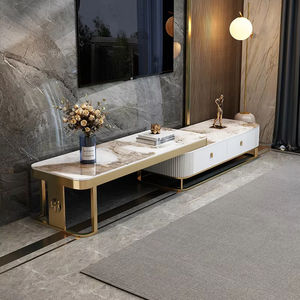 Meuble TV moderne Modhomi avec <span class=keywords><strong>cheminée</strong></span>, centre de divertissement, unité TV extensible, console multimédia, meuble TV, plateau en <span class=keywords><strong>marbre</strong></span>, ensemble de table basse - Product Image 3