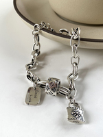 Bracelets et joncs de mode en or plaqué, personnalisés, ajustables, de luxe, avec breloques d'amour et d'amitié, style hip-hop, pour filles