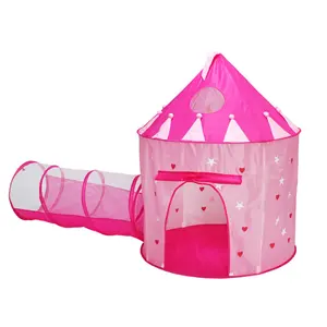 YF-W1201L Kerst hot koop outdoor indoor prinses kasteel noctilucou sterren 2 in 1 kinderen spelen pop up tunnel tent