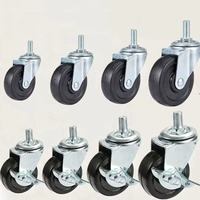 Roulettes pivotantes pour meubles de 2,5 pouces (63 mm), roue en acier noir, roulettes industrielles avec frein latéral