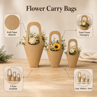 Sac de transport pour fleurs en papier avec fenêtre transparente, emballage pliable pour bouquets, pour fleuristes et boutiques de cadeaux