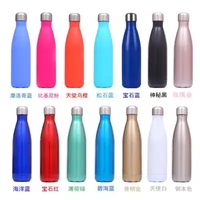 Botol minum olahraga bentuk cola, termos vakum berinsulasi stainless steel 500ml
