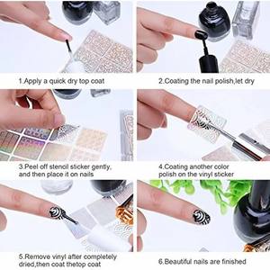 Pochoirs en vinyle pour ongles 6/12 pièces Ensemble de modèles de plaques creuses pour ongles - Product Image 5