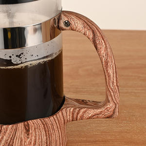Poignée en <span class=keywords><strong>grain</strong></span> de bois personnalisée presse à pointe française sur les ongles presses françaises en verre borosilicate théière pour cafetière - Product Image 4
