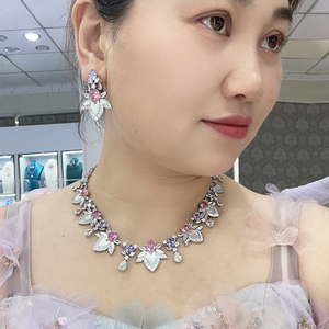 <span class=keywords><strong>Orecchini</strong></span> in ottone rosa viola con collana di fiori abbinati a accessori di gioielli di moda da donna in <span class=keywords><strong>madreperla</strong></span> bianca - Product Image 6