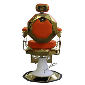 Chaise de salon en cuir synthétique <span class=keywords><strong>orange</strong></span> au design créatif avec or pour salons de coiffure et spas - Product Image 4