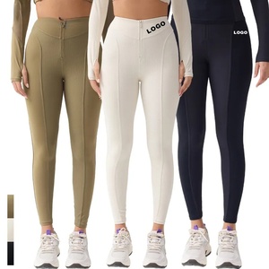 Haute qualité femmes <span class=keywords><strong>Ski</strong></span> costume Yoga porter des vêtements de sport entraînement côtelé demi fermeture éclair Legging épissage à capuche veste Gym Fitness ensembles - Product Image 4