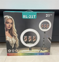 RL-21T Photographie, anneau lumineux LED dimmable de 21 pouces avec support et support de téléphone pour diffusion en direct, maquillage, vidéo YouTube, selfie, TikTok
