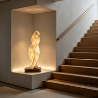 Lampe d'appoint artistique en albâtre, base marron, vente en gros directe usine, design personnalisé, lampe de table pour showroom