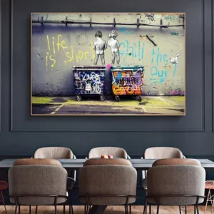 Tableaux sur toile d'<span class=keywords><strong>art</strong></span> graffiti et affiches <span class=keywords><strong>street</strong></span> <span class=keywords><strong>art</strong></span> « Life Is Short Chill the Duck Out », <span class=keywords><strong>avec</strong></span> <span class=keywords><strong>cadre</strong></span> DIY facile à monter soi-même - Product Image 1