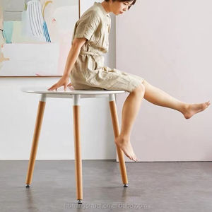 Juego de Comedor Redondo con Mesa y Sillas, Sillas con Asiento Blanco, Mesas y Sillas de Madera, Venta al por Mayor, Juego de Mesa de Comedor <span class=keywords><strong>Redonda</strong></span> Pequeña de Madera - Product Image 6