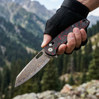 Couteau pliant en laiton Damas avec manche en fibre de carbone, cœur en VG10, couteau de chasse et de camping en plein air, outil de survie portable EDC, OEM T0044-4