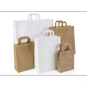 KUAIMA 26*12*33cm Wholesale Kraft Flat Handle Paper Tote Biodegradable <b>Shopping</b> <b>Bag</b> for Grocery Packaging Party Decor - Product Image 3