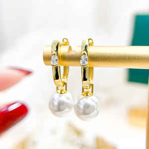 Women's DIY S925 Silver Pearl Accessory Simple <b>Drop</b> <b>Earrings</b> with Empty Stand Elegant <b>Fashion</b> Jewelry - Product Image 3