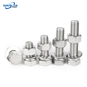 Juego completo <span class=keywords><strong>de</strong></span> tornillos hexagonales <span class=keywords><strong>de</strong></span> acero inoxidable 304 A2-70 con pernos <span class=keywords><strong>de</strong></span> <span class=keywords><strong>cabeza</strong></span> <span class=keywords><strong>hexagonal</strong></span>, arandelas planas, tuercas y colección <span class=keywords><strong>de</strong></span> tuercas, acabado liso - Product Image 1