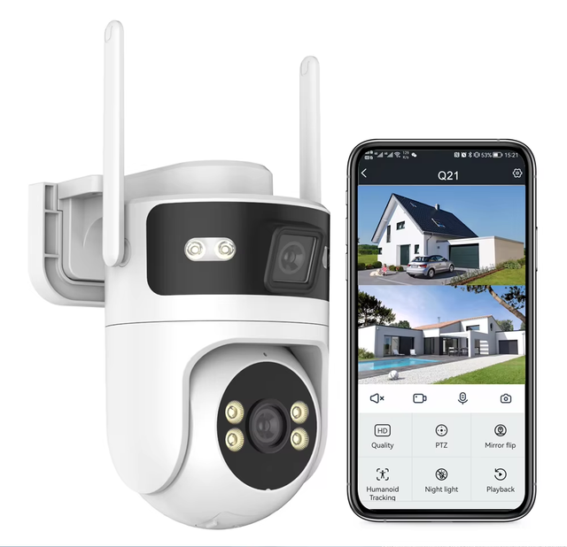 390eyes HD Dual Lens Night Vision Mini Wireless Dome Network Camera Outdoor Waterproof Two-Way Audio Alarm CCTV Security Camera