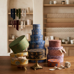 Boîtes en papier rigides ovales portables faites à la main avec motifs imprimés UV et fermeture magnétique pour cadeaux et artisanat - Product Image 2