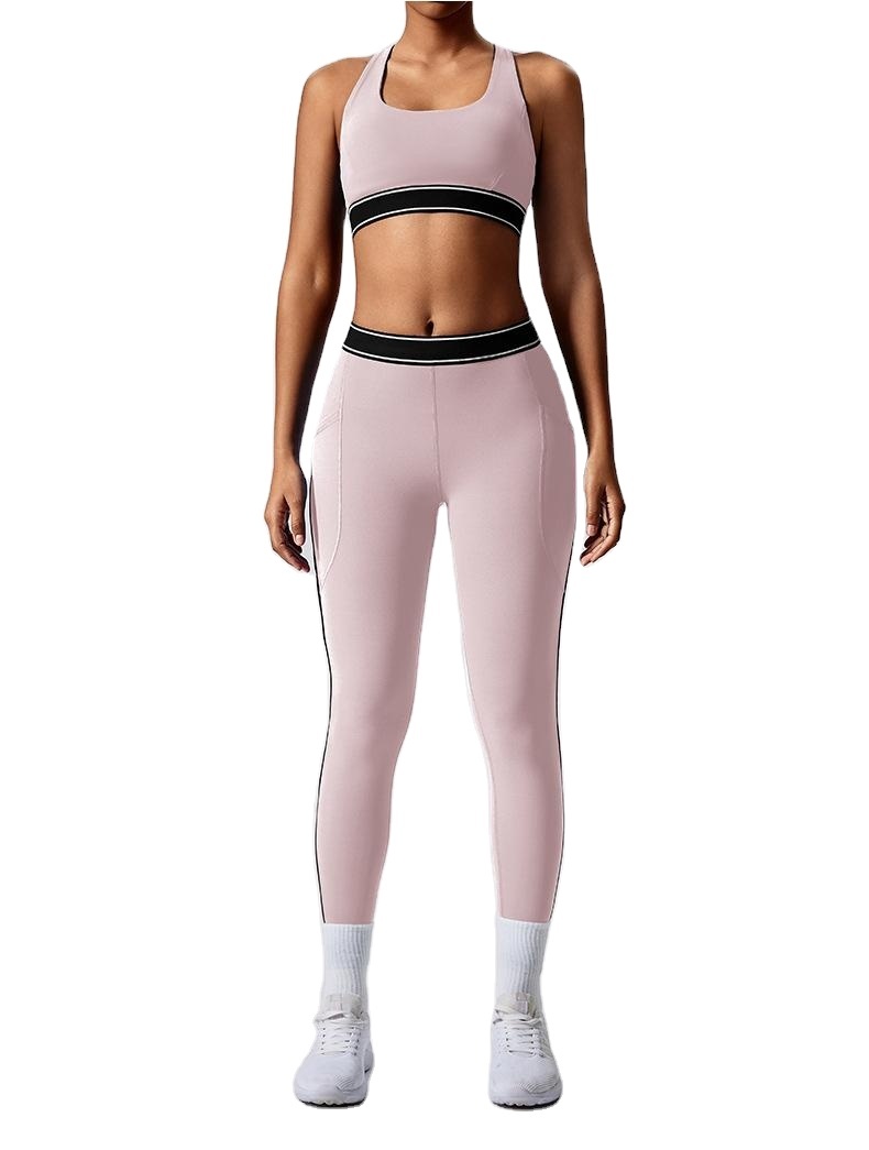 2-Piece Color-Block Activewear Set (LJ-LI-CB303): closure, strap or waistband adjustment reference