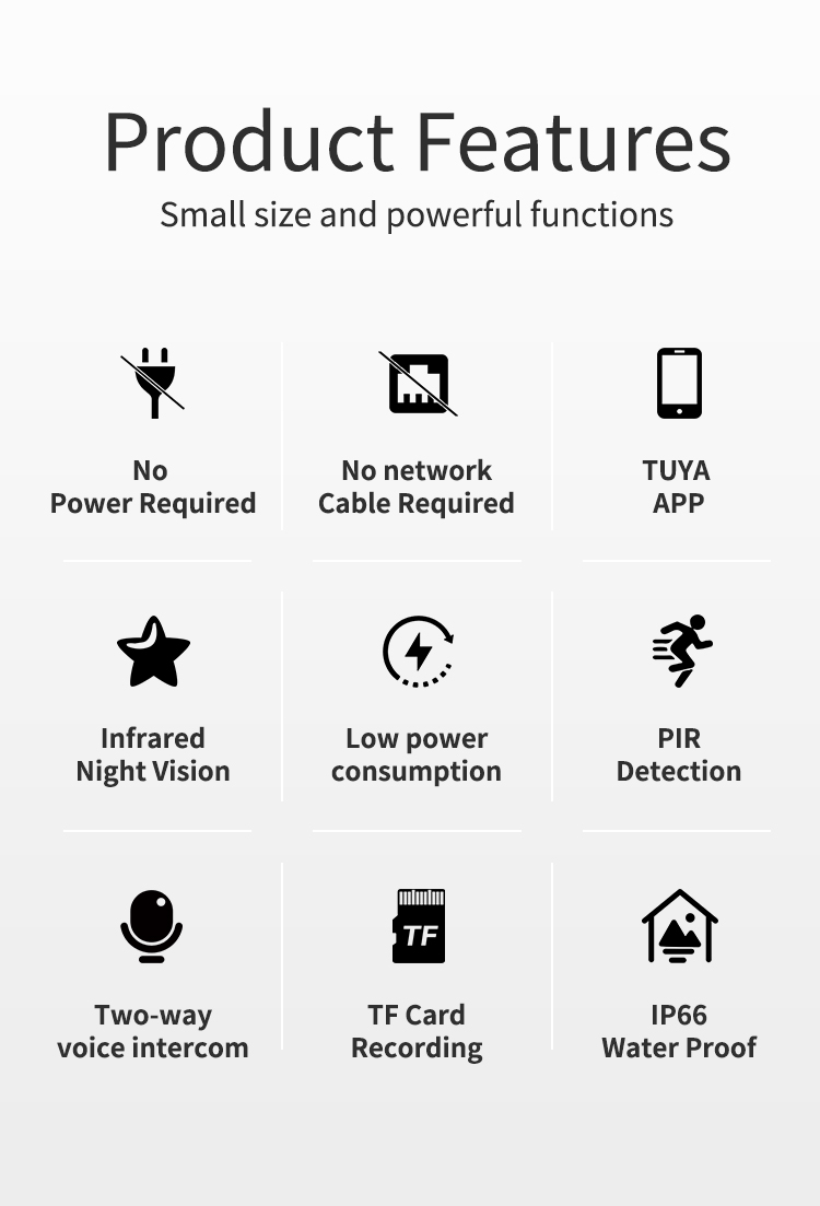 Tuya PIR Motion Detection Smart Wifi Camera 1080p HD Night Vision Wireless Battery Security Camera