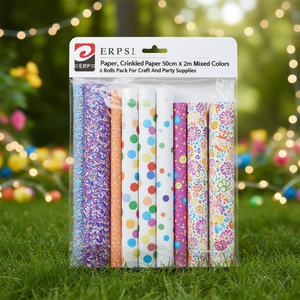 Carta stropicciata Erpsl 50 cm x 2 m colori misti 6 rotoli per confezione per artigianato e forniture per feste - Product Image 2