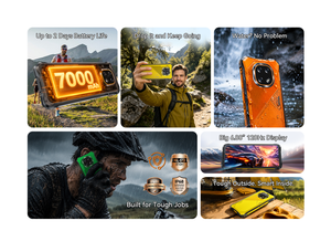 Cubot KingKong ES 5 6.88 HD+ 120Hz Display Rugged Phone 7000mAh 6+128GB 64MP + 16MP <b>Camera</b> NFC Android16 Built-in LED Flashlight - Product Image 4