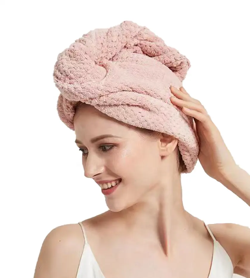 Duş spa başkanı wrap saç kurutma şapka türban mikrofiber terry kuru saç havlu