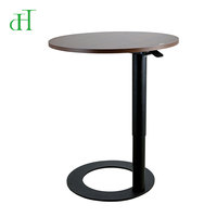Table d'appoint ronde moderne à vérin pneumatique, blanche, réglable en hauteur, avec piétement à vérin à gaz pour canapé