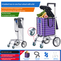 Jielai 6/8 roues pliable voiture tirée à la main en alliage d'aluminium pliant supermarché chariot d'épicerie