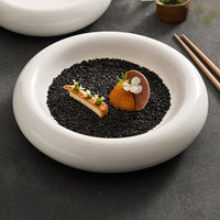 Assiette isolante en porcelaine à double couche, circulaire, ondulée, écologique, moderne, minimaliste, vaisselle pour la restauration rapide