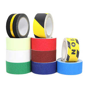 Ruban adhésif antidérapant à rayures noires et jaunes, facile à déchirer, forte adhérence, rouleau de 10 cm x 10 m, haute performance antidérapante pour les escaliers et les sols - Product Image 1