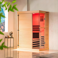 Sauna Infrarouge Électrique d'Intérieur Moderne à Vapeur Sèche en Bois Massif avec Panneau de Commande Informatique pour 2 Personnes