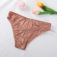 Tanga de malla de talle medio para mujer, talla XL, con corte alto, sin costuras, con encaje festoneado, liso, teñido, transpirable, con cintura elástica.