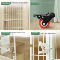 Cage à chat en bois massif à trois étages Kih Tejia, respirante, grande maison pour chat avec fermeture à bouton pour l'élevage et la production de chats