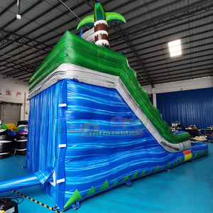 Tobogán acuático inflable tropical de doble carril, castillo inflable comercial para niños con piscina. - Product Image 6