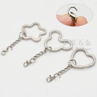 YIWANG Factory Wholesale Silver Mickey Key Chain Metal DIY Heart Flat Split Key Ring Keychain Ring Parts