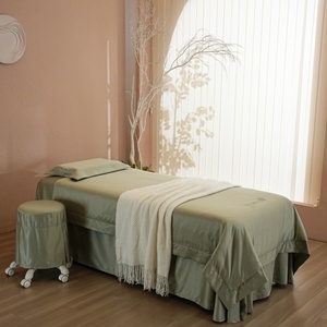 Yeşil 4 adet/takım masaj masası örtüsü seti yatak yatak örtüsü nevresim yastık kılıfı güzellik salonu için - Product Image 5
