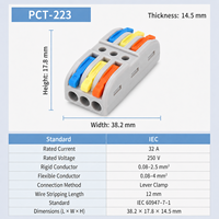 Connecteur de câblage à levier réutilisable PCT-223 32A 400V, vente en gros directe usine, pour boîte de jonction et éclairage