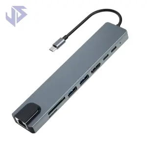 Hochwertige 8-in-1-Typ-C-Hub-Dockstation mit 8 Anschlüssen und 4K HD MI USB 3.0 RJ45 SD TF USB-C PD-Lade adapter USB C Hub