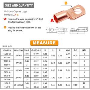 Connecteurs à sertir Sca-B en cuivre pur, bornes annulaires, taille de fil 14 AWG 34, pour applications de câblage électrique - Product Image 1