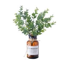 Buket Daun Eucalyptus Buatan 6 Lapis Grosir, Daun Eucalyptus Hijau Tunggal untuk Dekorasi Rumah